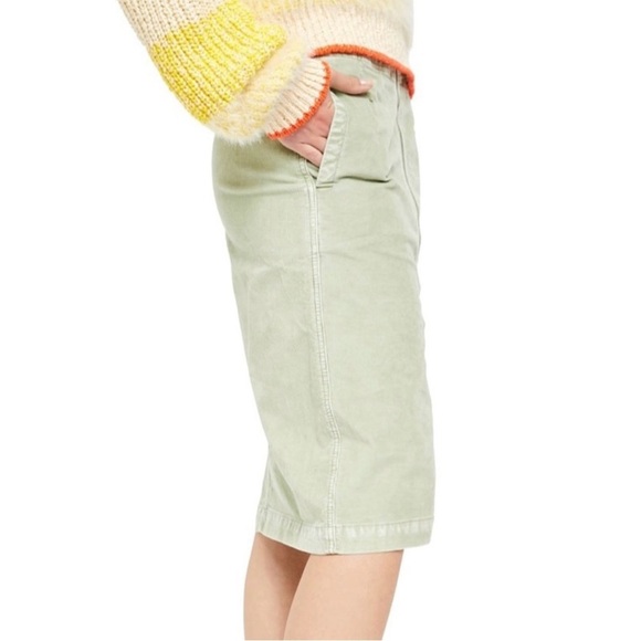 We The Free FREE PEOPLE I Want It All Moss Green Zip Front Corduroy Midi Skirt - Picture 7 of 9